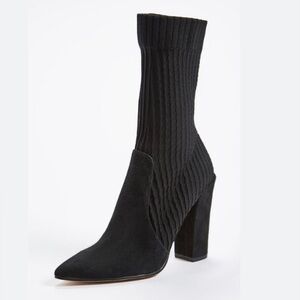 Dolce Vita Black Suede & Knit Heeled Sock Boots